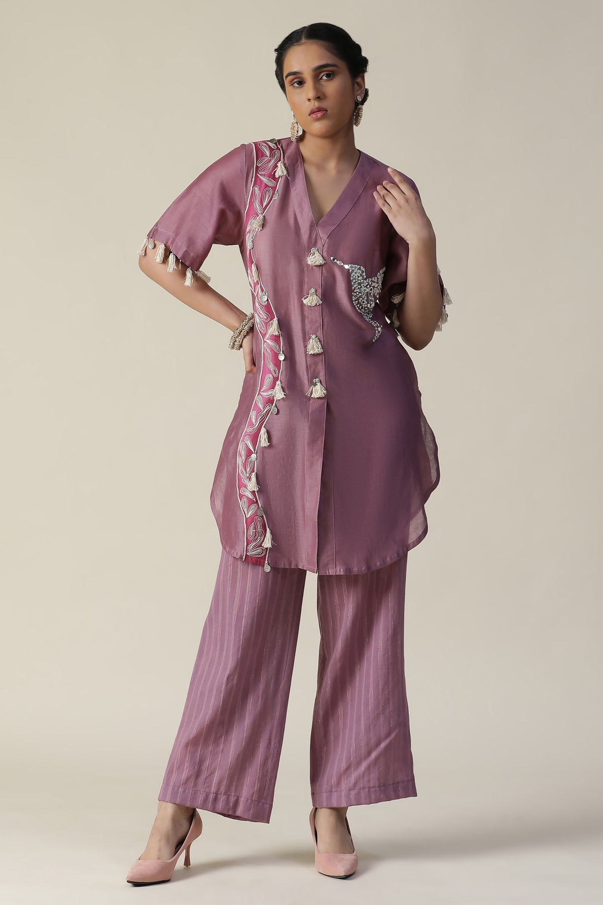 Buy Arpita SulakshanaMauve Bird Motif Kurta & Pants